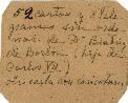Etiqueta que dice "52 cartas y 3 telegramas sin ordenar de Dña. Beatriz de Borbón (hija de Carlos VII). Otra carta con caricatura" [Documento]