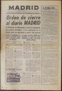 Portada del Diario Madrid anunciando su orden de cierre [Documento]