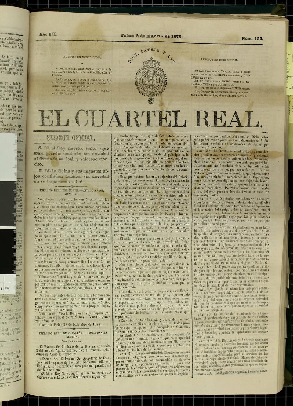 Número 155, 2 de enero de 1875 [Documento]