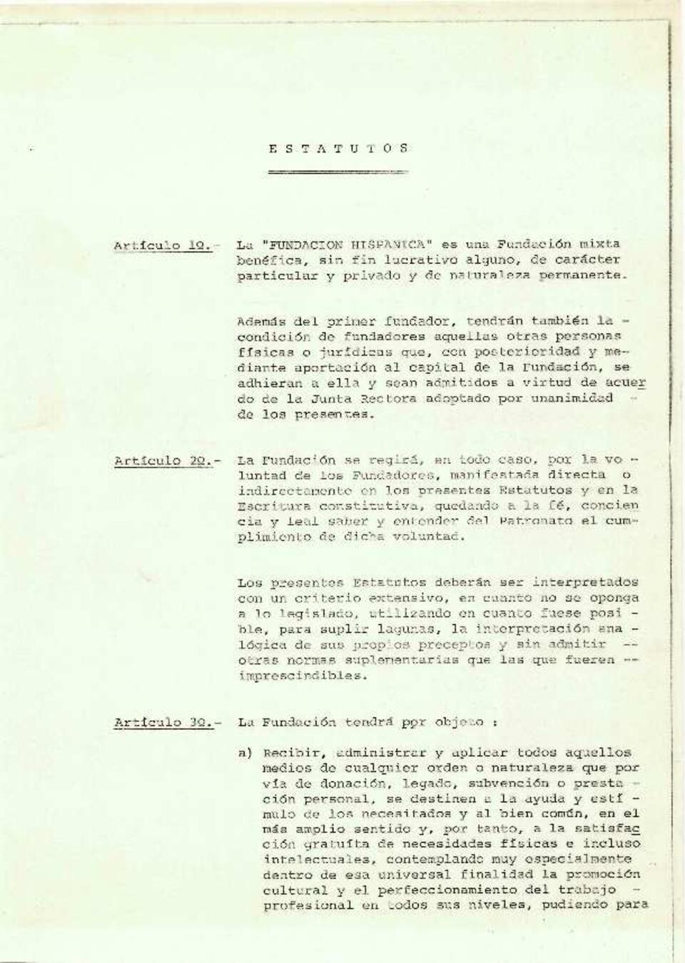 Estatutos de la Fundaci&oacute;n Hisp&aacute;nica [Documento]