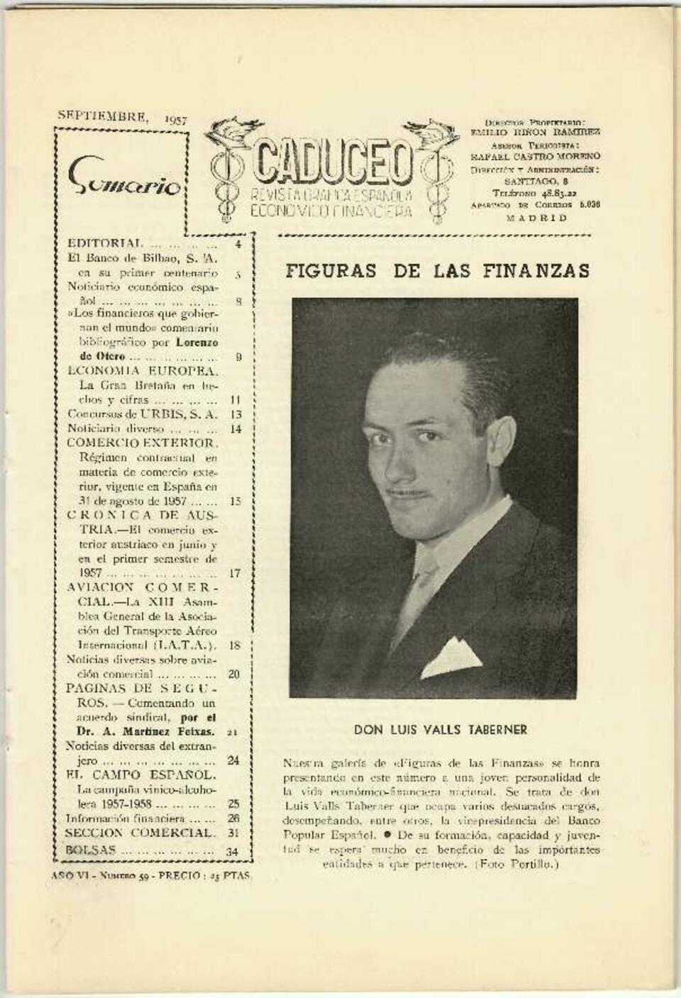 Semblanza de Luis Valls-Taberner en la revista Caduceo [Documento]